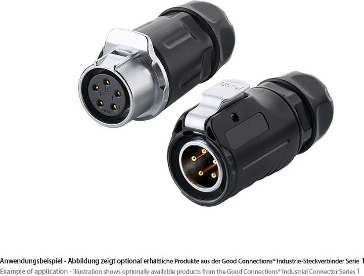 Konektor industrial GoodConnections S1, Power 5-Pin, M20, zi/argjendtë