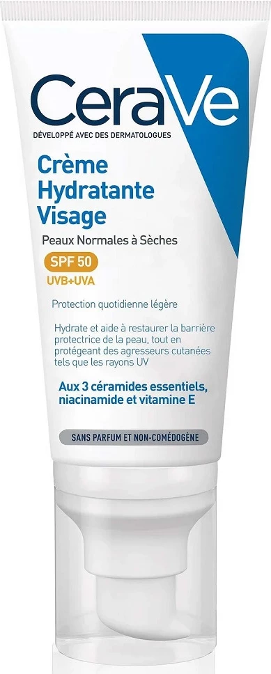 Krem fytyre hidratues me SPF CeraVe Moisturizing Face Cream SPF50 për femra, 52ml
