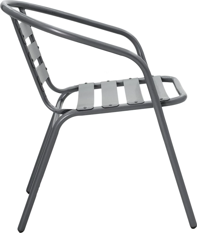 Tavolinë me karrige, 5 copë, Ensure-Tade, metal-xham, ngjyrë gri e errët, 120x70x70cm