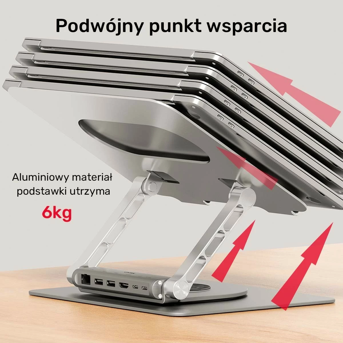 Podstavec laptop Unitek me hub USB-C HDMI 4K, gri