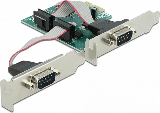 Kartë zgjerimi PCIe DeLOCK 2x Serial RS-232, low-profile, e gjelbër