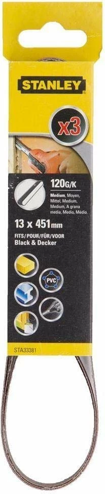 Set shiritash zmerile Stanley STA33381 13x455 mm 120G, 3 copë
