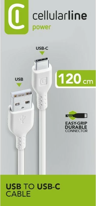 Kabllo USB në USB-C Cellular Line Power 1.2m e bardhë