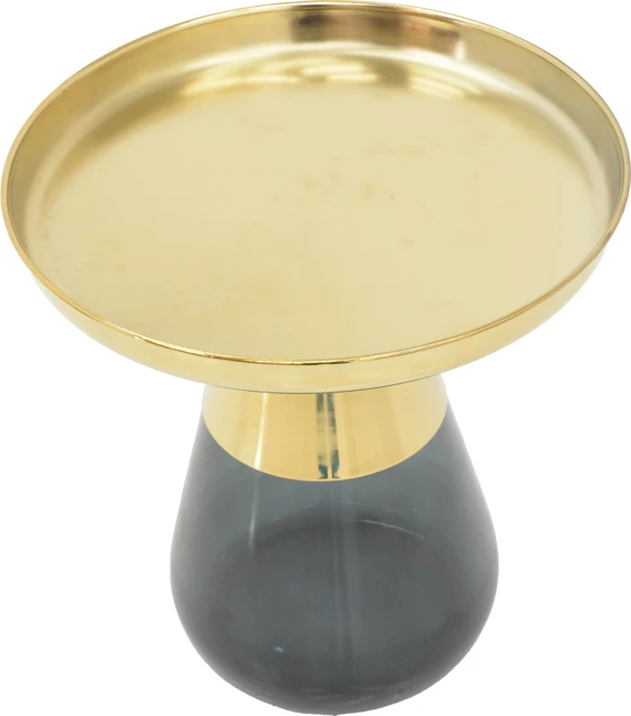 Set tavolinash kafeje Kunlo Inart 2 copë, krom i artë-xham i zi