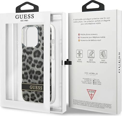 Mbështjellës Guess GUHCP13LHSLEOK për iPhone 13/13 Pro 6.1", hardcase, Leopard, Gri