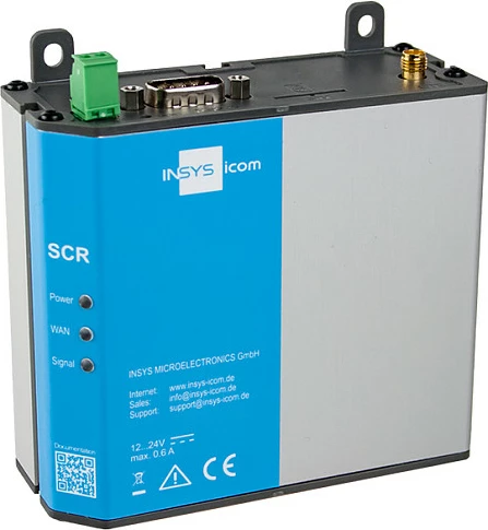 Router 4G INSYS icom SCR-L200, 2x LAN, RS-232, DIN-rail/Wall, SMA, Gri