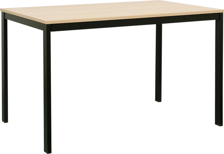 Tavolinë zgjatëse Extento, ngjyrë natyrale, këmbë metalike të zeza, 120-180x74x75cm