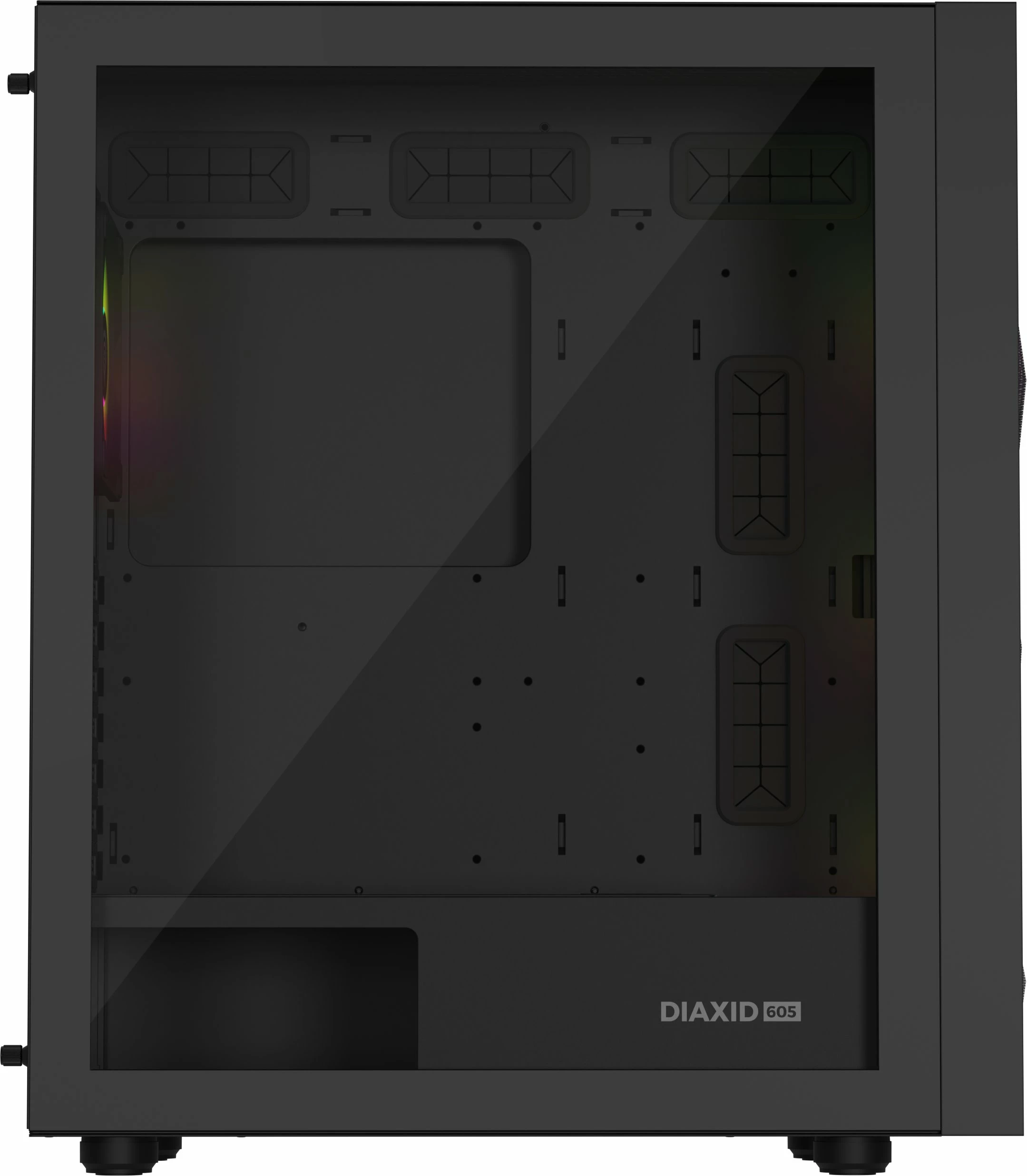 Kasë GENESIS Diaxid 605 ARGB NPC-2172 Midi Tower, ATX/mATX/Mini-ITX, USB-C, pa PSU, e zezë