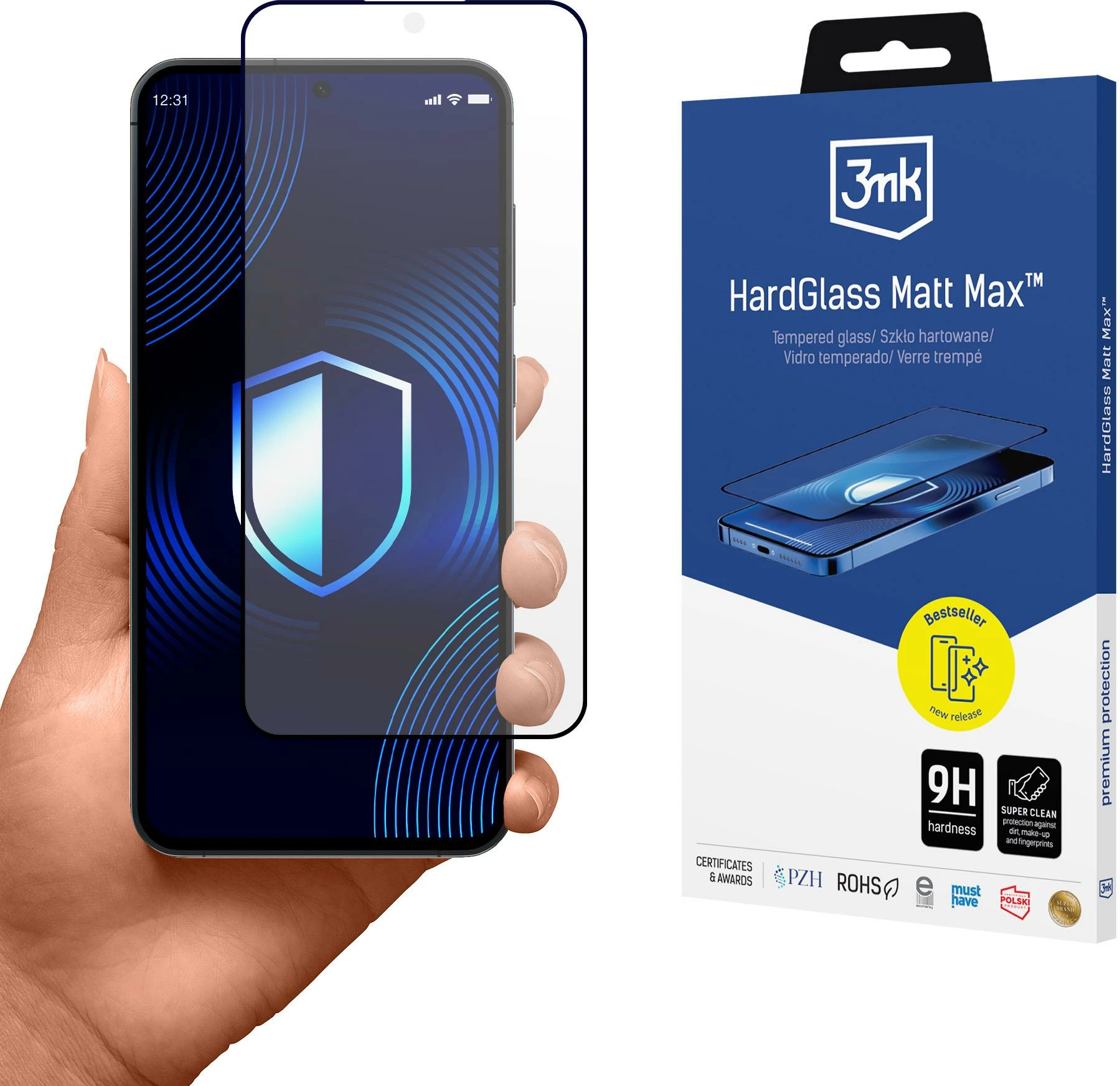 Xham i temperuar mat 3mk HardGlass Matt Max për Samsung Galaxy S25+, gjysmë-transparent