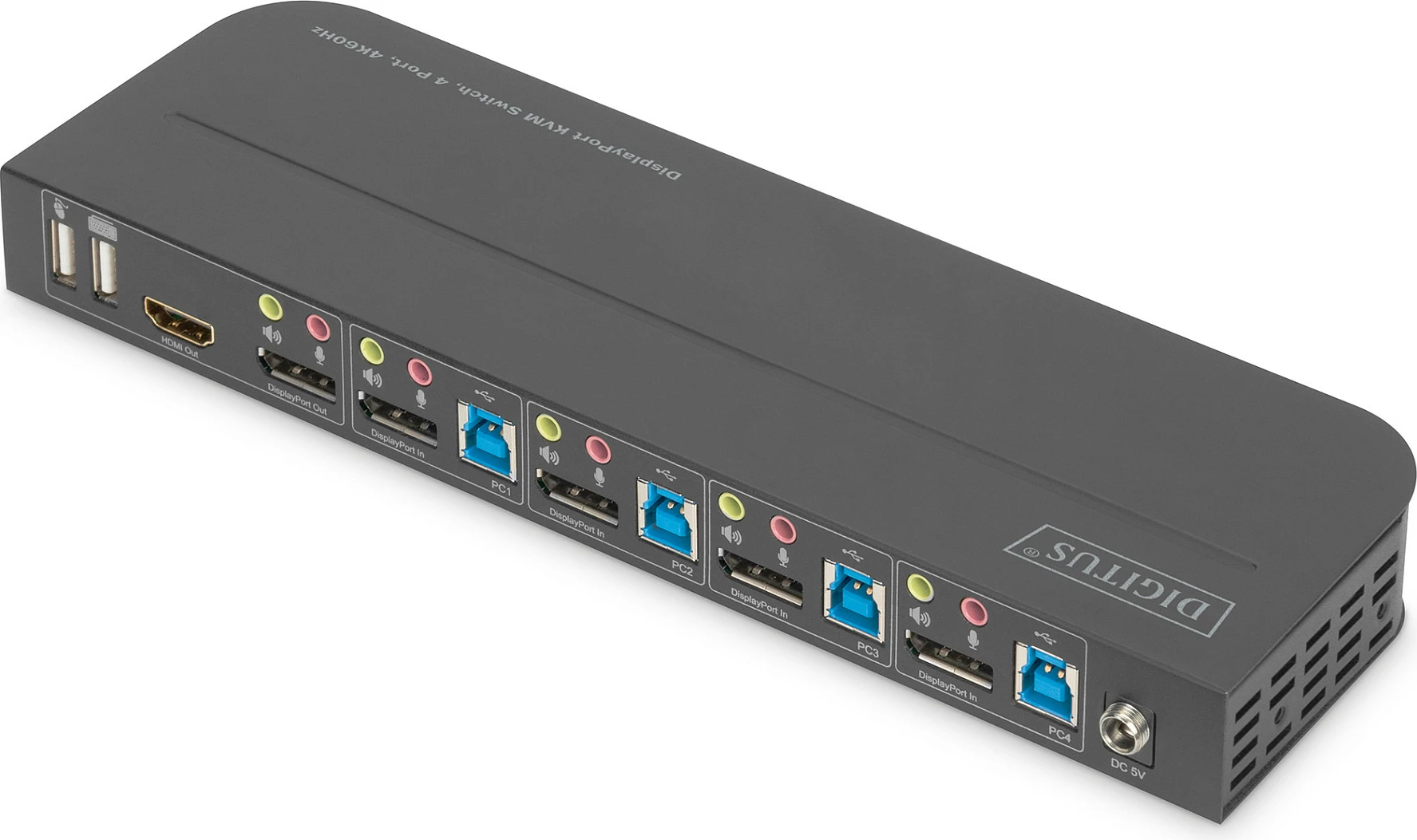 KVM Switch Digitus 4-Port, 4K 60Hz, DP/HDMI, USB 3.0, i zi