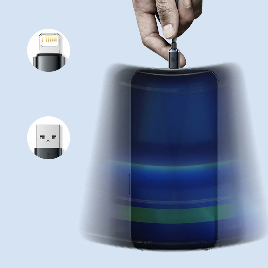 Kabllo karikimi dhe të dhënash Baseus Crystal Shine Series, USB-A në Lightning, 1.2m, 2.4A, vjollcë