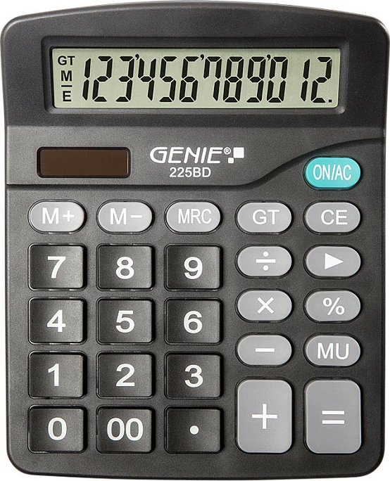 Kalkulator tavoline GENIE 225 BD, 12 shifra, bateri/solar, i zi