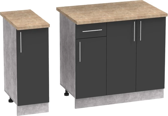 Njësi kuzhine Festa II melamine, ngjyrë gri e errët dhe sipërfaqe tavoline ngjyrë sonoma, 120x60x85cm