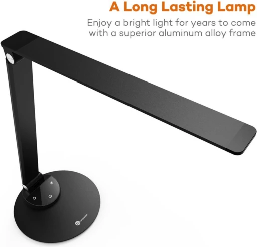 Llambë tavoline LED TaoTronics TT-DL19 9W me 5 nivele ndriçimi, 5 moda ngjyre, USB 5V/1A, e zezë