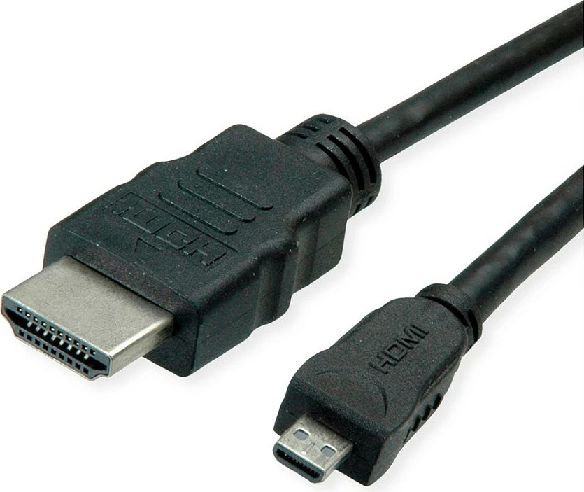 Kabllo HDMI ROLINE 11445581, HDMI A në Micro HDMI D, 2 m, 4K 30Hz, ARC, e zezë