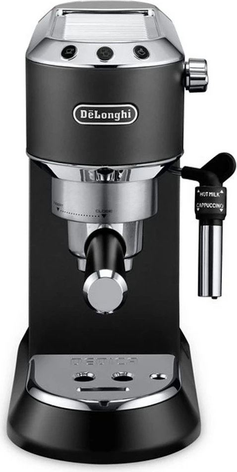 Aparat kafeje DeLonghi Dedica EC685.BK, 15 bar pompë espresso, 1300 W, sistem kapuçino, përkrahje kapsula ESE, metal, i zi