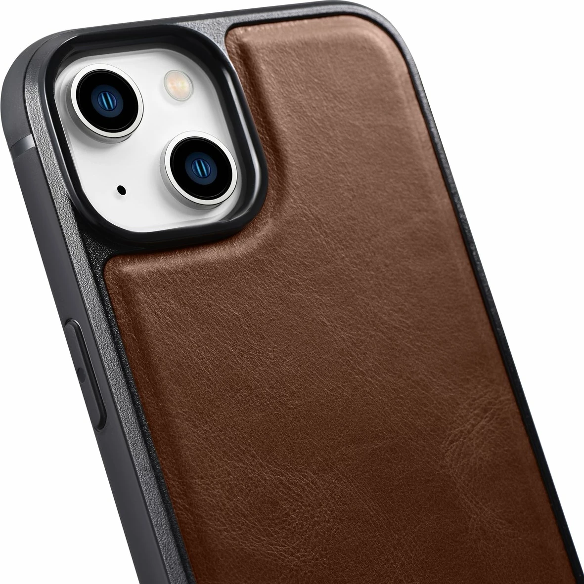 Mbështjellës lëkure iCarer për iPhone 14 Plus, MagSafe, Kafe