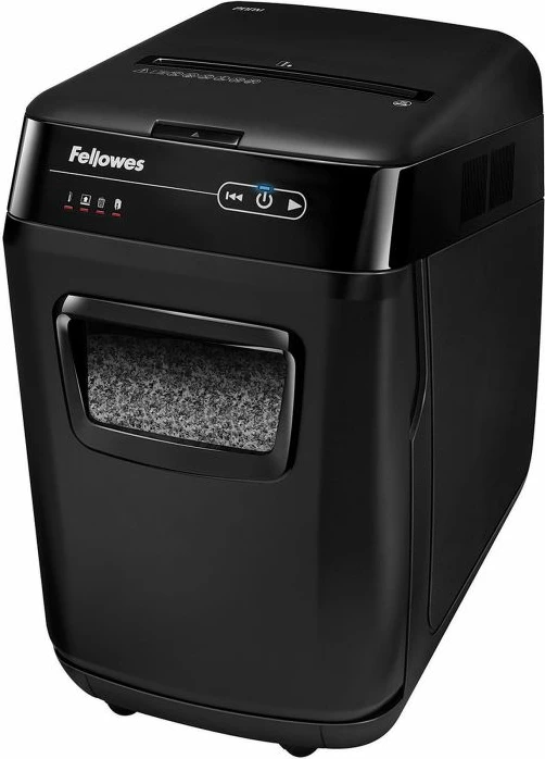 Shkatërrues dokumentesh FELLOWES AutoMax 200M, micro-cut, 200 fletë auto / 10 fletë manual, kosh 32L, DIN P-5, i zi