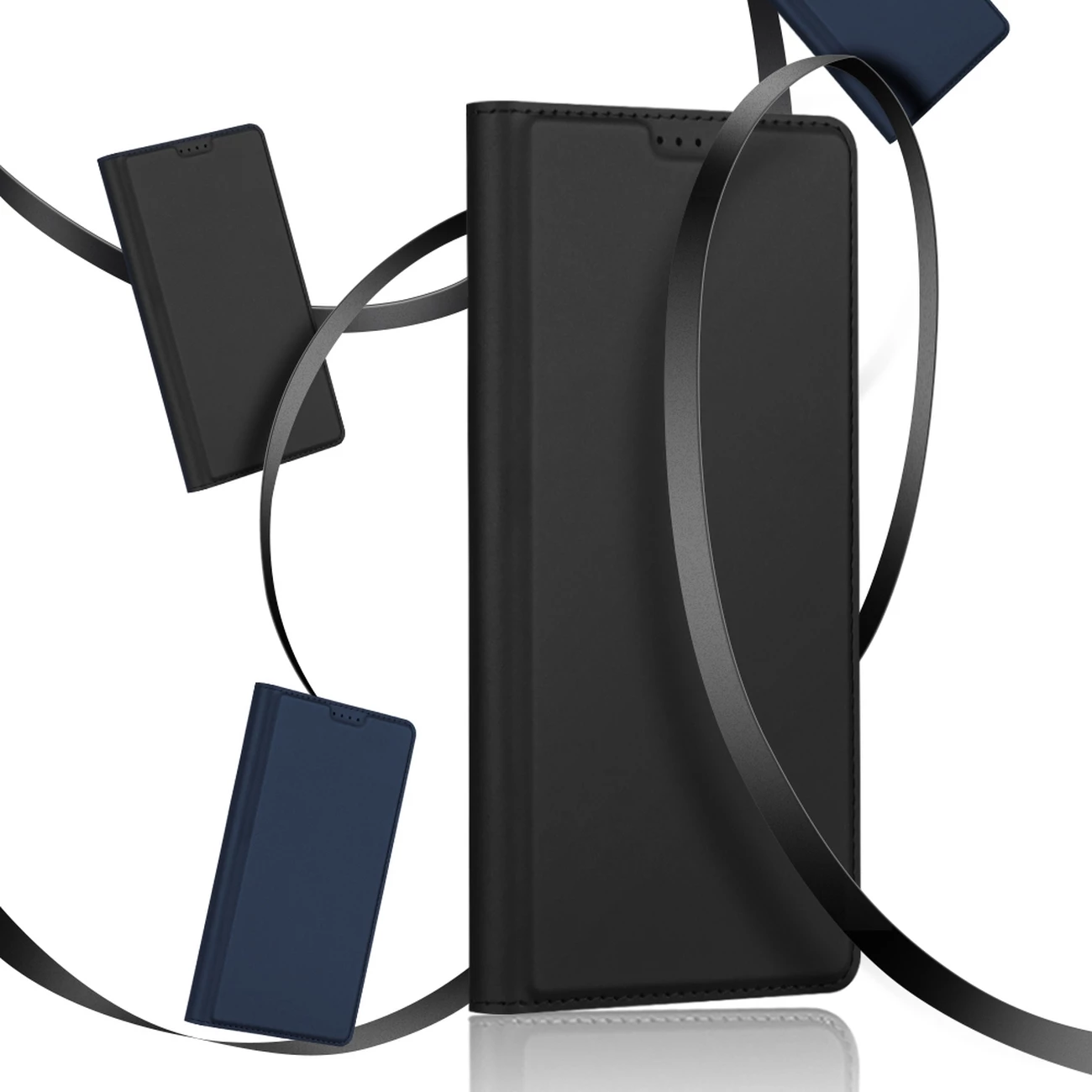 Mbështjellës Dux Ducis Skin Pro për Realme 11, me xhep kartelash dhe mbështetëse, i zi