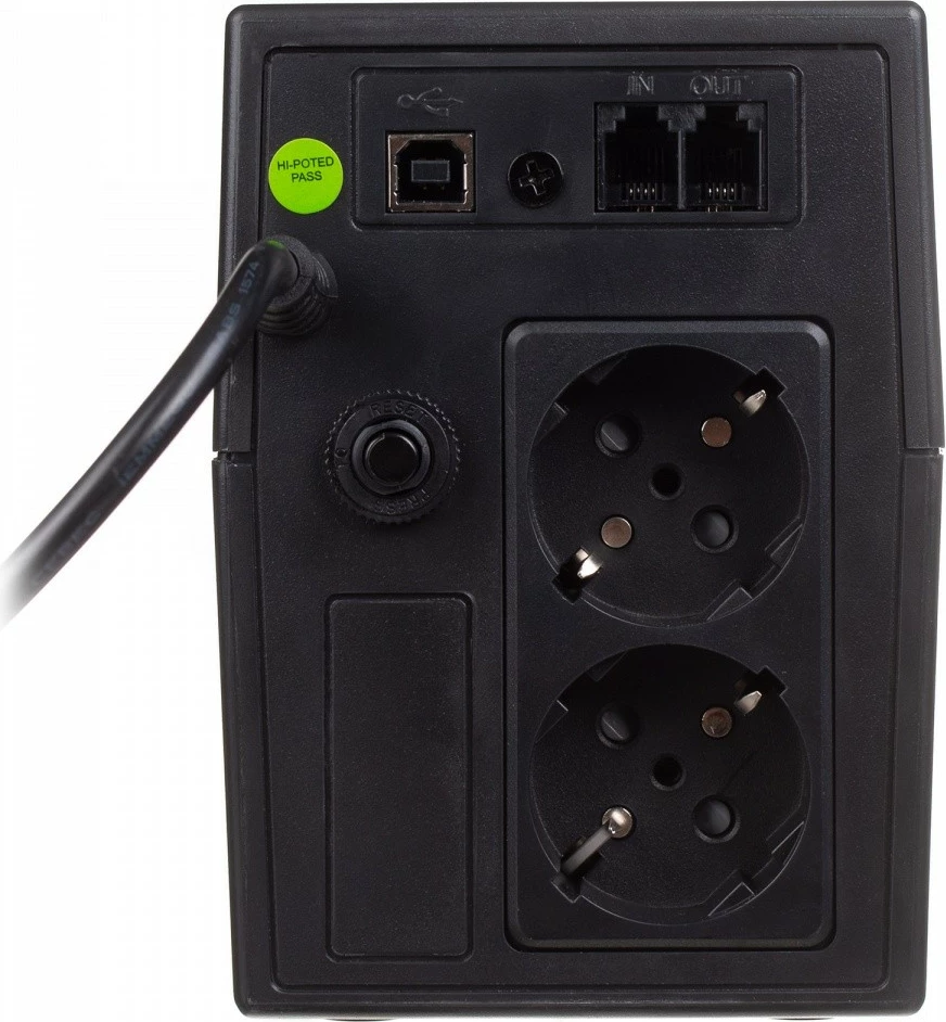 Kasë UPS Digitus DN-170064, 800VA/480W, Line-Interactive, 1x12V/9Ah, 2xSchuko, USB, RJ11, Zezë