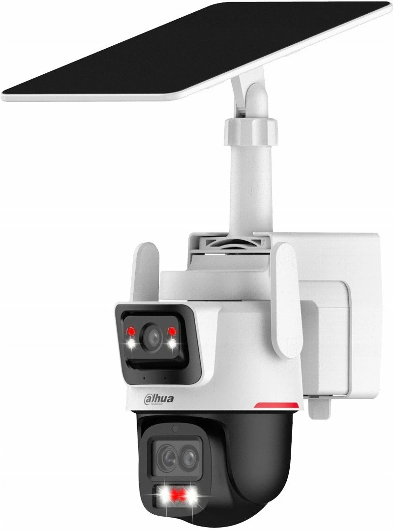 Kamerë IP Dahua IPC-PTS2649C-3E3Z-4GB20 3MP, 4G/LTE + Wi‑Fi, PT‑Dome, panel diellor + bateri 65Wh, IP66, bardhë/zezë