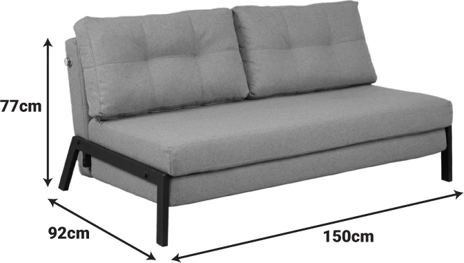 Krevat-sofá dyvendësh Fancy, material tekstili, ngjyrë e verdhë, këmbë të zeza, 150x92x77cm