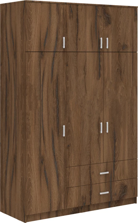 Dollap trefaqësh me sirtarë, ngjyrë arre-lisi, Royal, 150x58x230cm