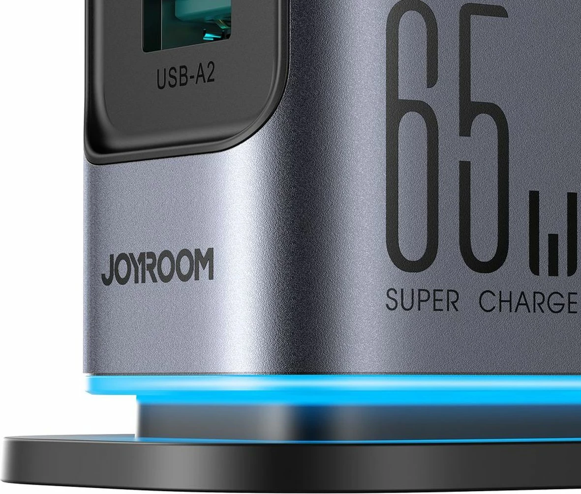 karikues muri GaN 65W, Joyroom JR-TCM02, stacion karikimi 6 porta (4xUSB-C + 2xUSB-A), prizë UK, kabllo 1.5 m, gri