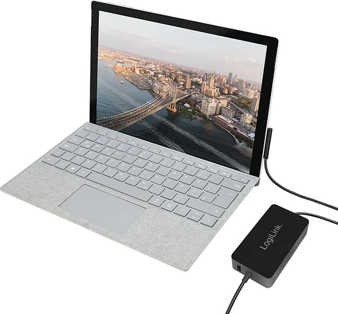 Adapter karikues LogiLink për Surface Book, 44W, me portë USB, i zi