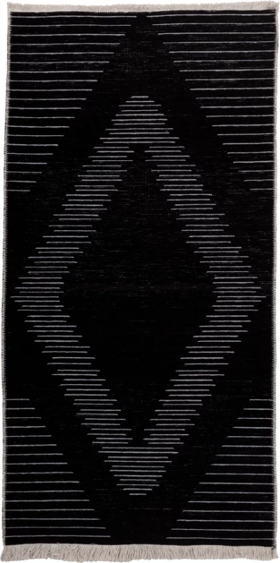 Qilim korridori Sight, 80x170, material tekstili, ngjyrë e zezë-gri