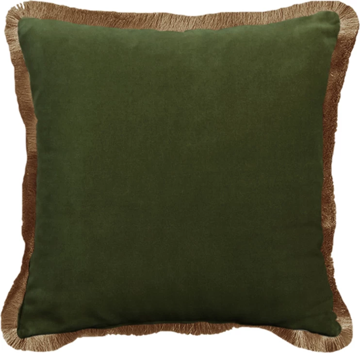 Jastëk dekorativ Terricio, kadife, ngjyrë ulliri-ari, 45x45cm
