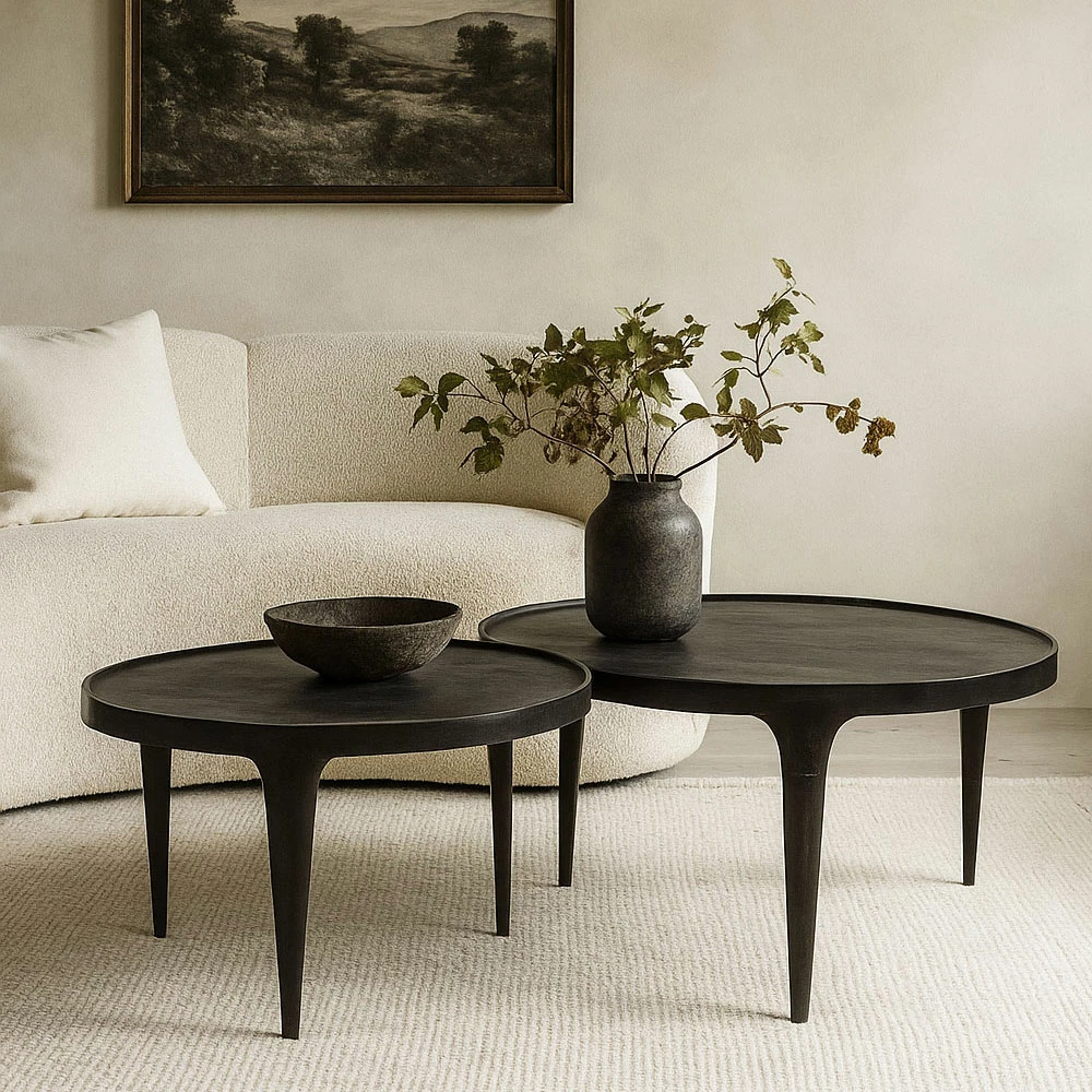 Set tavolinash kafeje, 2 copë, ngjyrë e zezë, 75x75x45.5cm