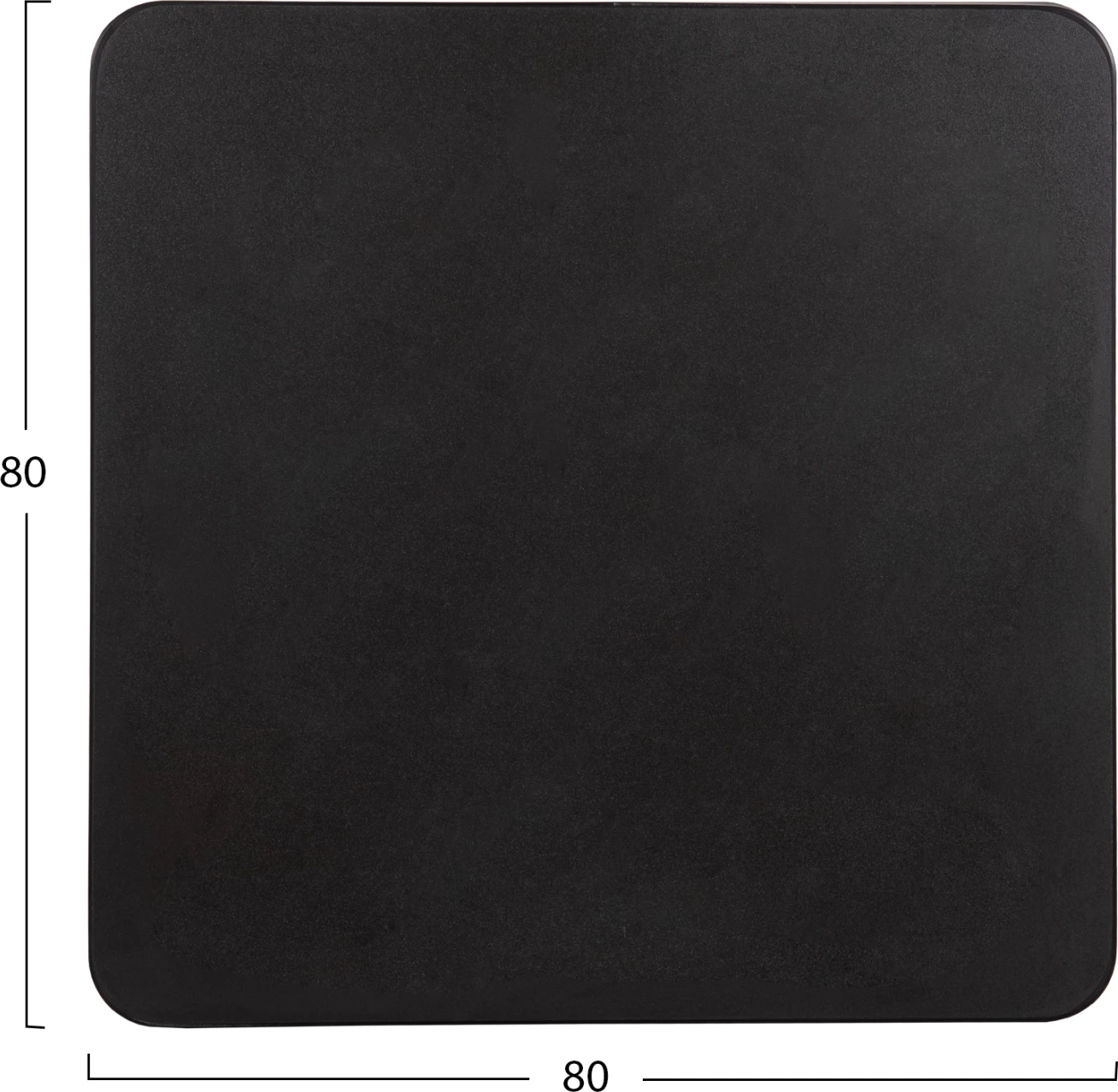 Sipërfaqe tavoline katrore prej guri të sinterizuar, e zezë, me kornizë alumini, FH6655.01, 80x80 cm