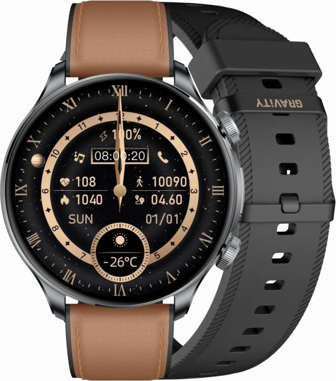 Smartwatch Gravity GT35-1, dy rripa, e zezë