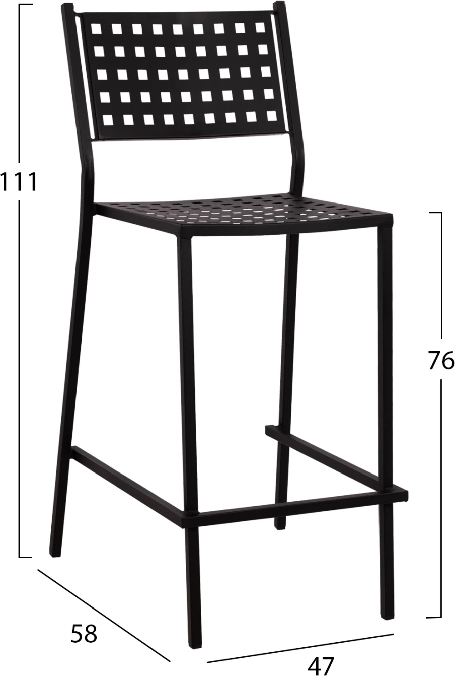 Karrige për bar Olympias Metallic FH5528.01 ngjyrë e zezë 47x58x111cm