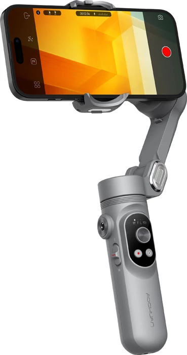 Gimbal AOCHUAN Smart X 3-aks, 2550mAh, me dritë të integrume, me tripod, Gri