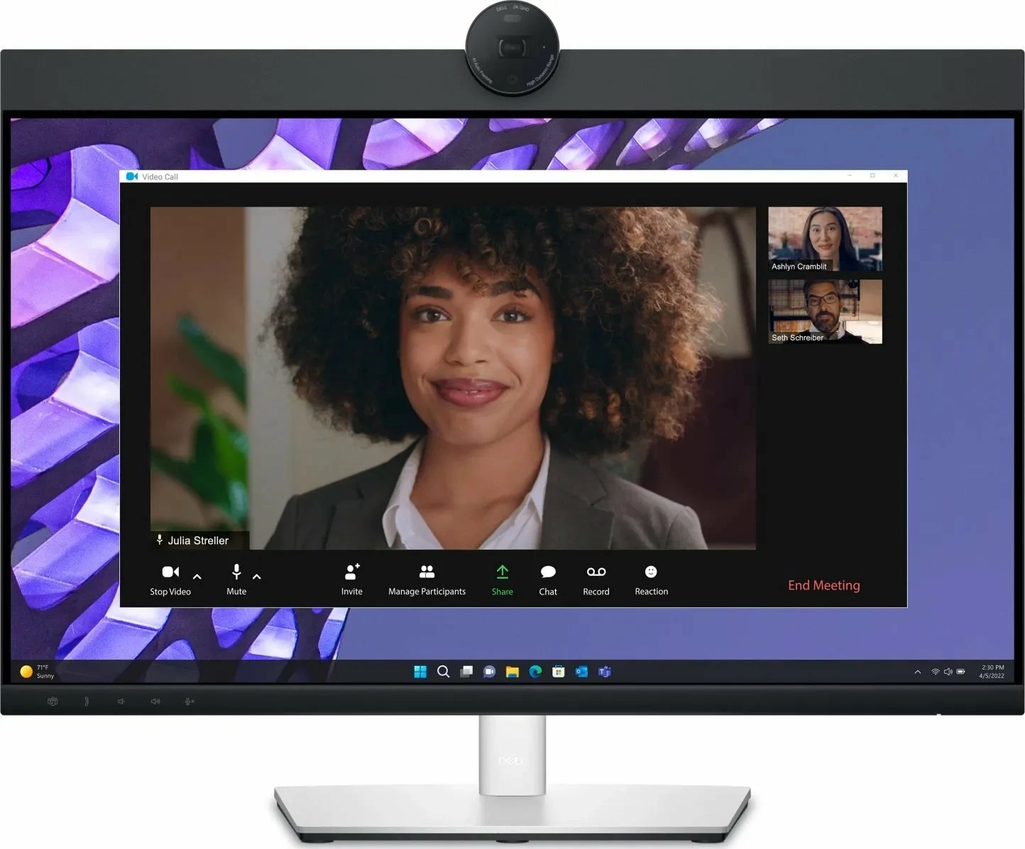 Monitor videokonference Dell P2724DEB (210-BFMZ) 27" WQHD, USB-C 90W, me kamerë dhe altoparlant, zi/argjend