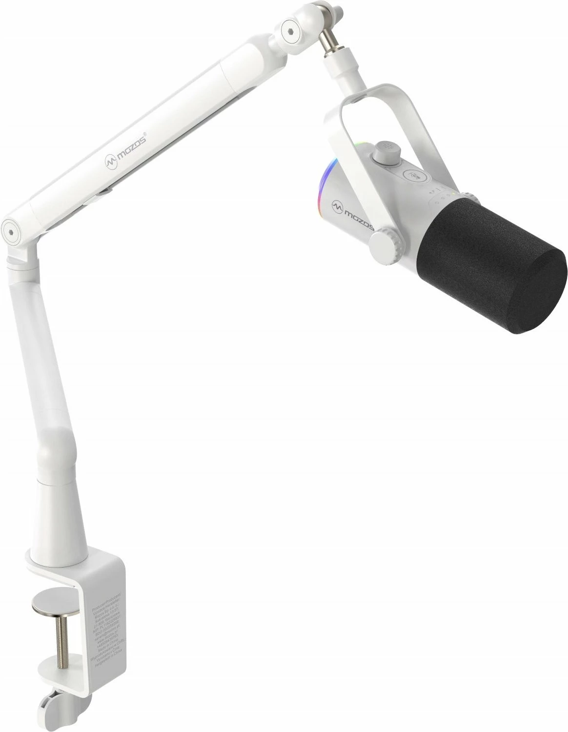 Mikrofon Mozos TAM8 v2 dinamik kardioid USB-C/XLR 192kHz/24-bit, i bardhë, set me krah (boom arm)