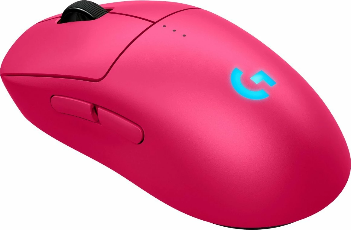 Maus gaming Logitech G Pro 2 Lightspeed 910-007309, wireless 2.4GHz, HERO 2, 32000 DPI, RGB, 80 g, roze, set me receiver dhe kabëll USB-C/USB-A