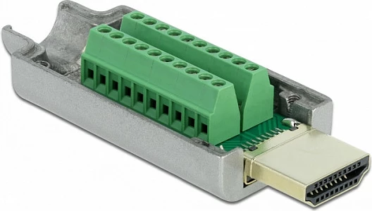 Adapter DeLOCK HDMI-A mashkull në bllok terminali, kasë metalike, Plug & Play, gri