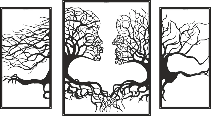 Dekor muri Connecto, set prej 3 pjesësh, metal i zi