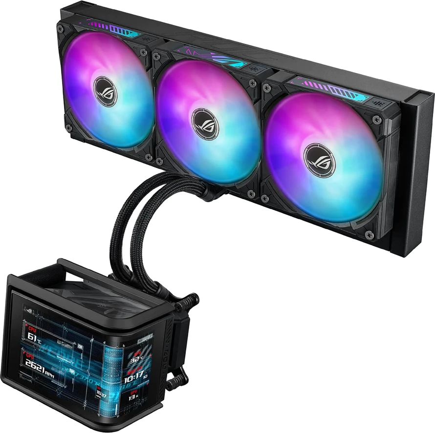 Ftohës lëngshëm CPU ASUS ROG Ryuo IV SLC 360 ARGB, ekran AMOLED 6.7\", 3x120mm, i zi