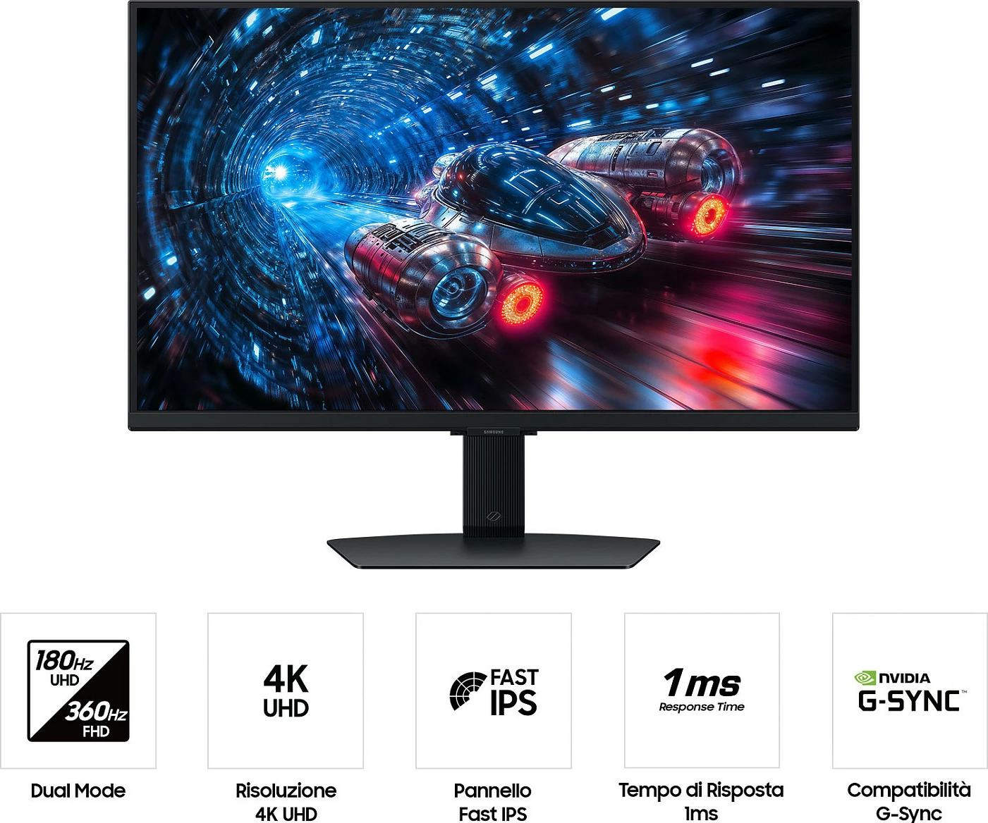 Monitor Samsung Odyssey G7 G70F S27FG702EU, 27", 4K UHD, FreeSync Premium, e zezë