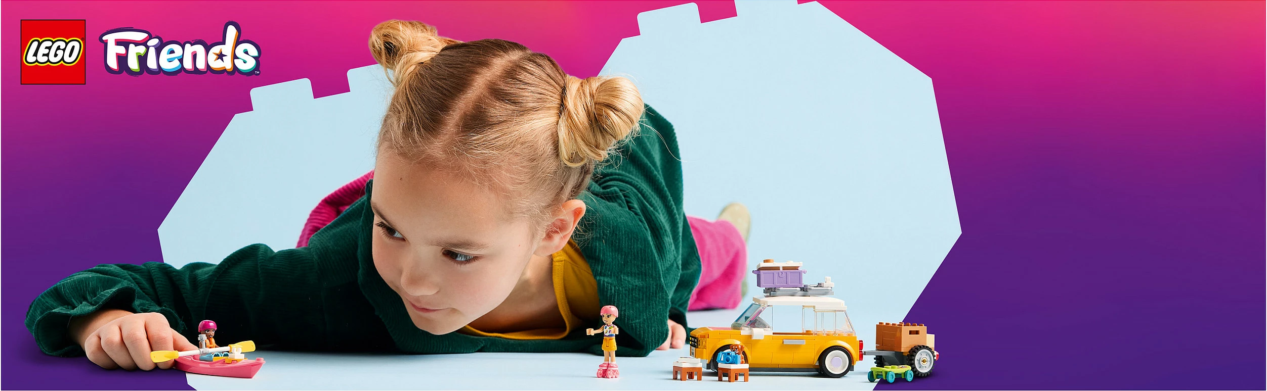 Set ndërtimi LEGO Friends 42659, veturë udhëtimi, 220 copë, e verdhë