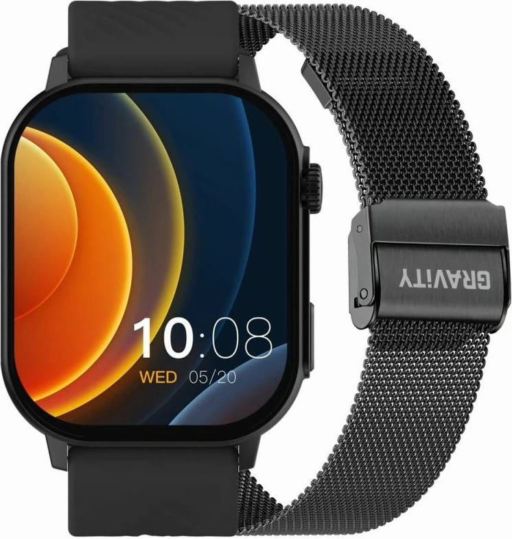 Smartwatch Gravity për meshkuj, e zezë