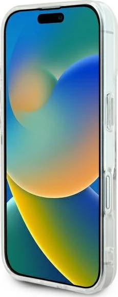 Mbështjellës Guess IML Heart për iPhone 16 Plus, Transparent