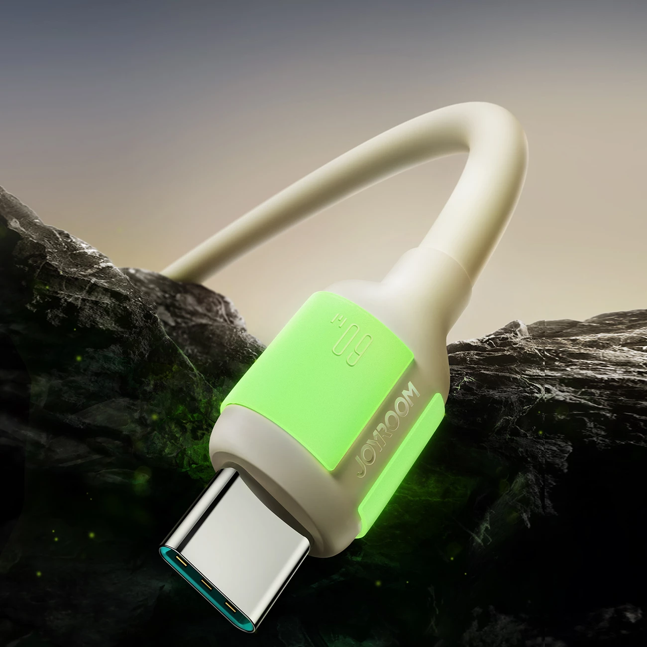 Kabllo USB-C në USB-C Joyroom S-A53, 2m, 60W, majë fluorescente, bezhë