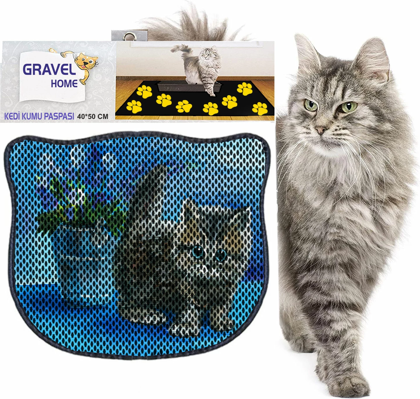 Tapet për rërë mace, shumëngjyrësh, Paws & Whiskers, Kdkafa0132, 40x50cm