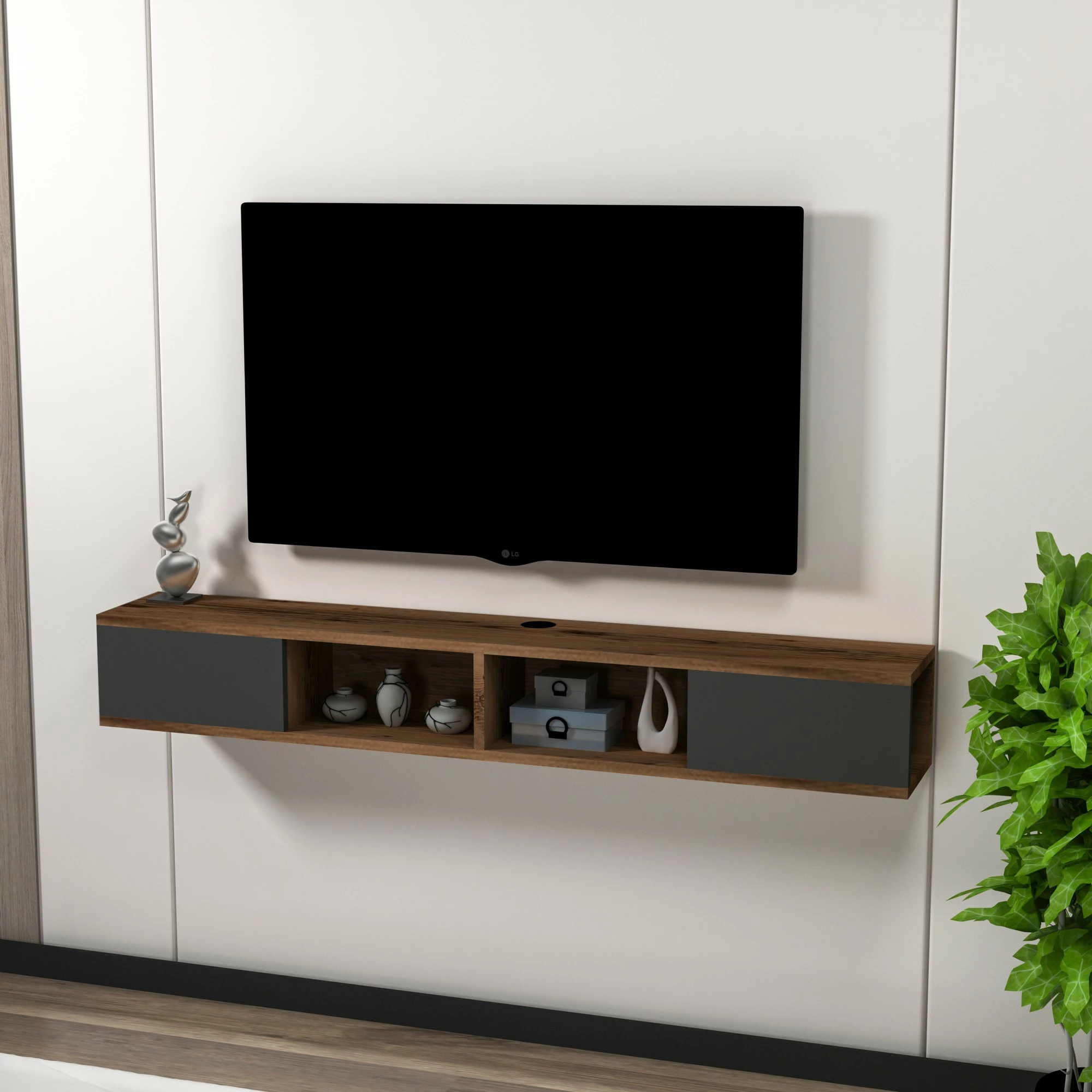 Komodë TV Hanah Home Mayer, ngjyrë arrë e çelët, antracit
