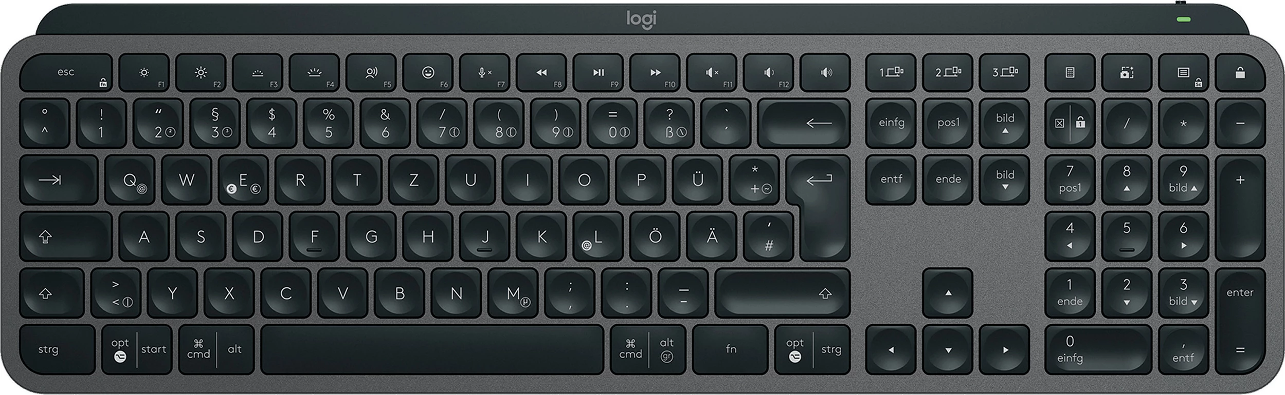Tastierë Logitech MX Keys S, Wireless, RF Wireless + Bluetooth, Scissor key switch, QWERTZ, LED, Grafit